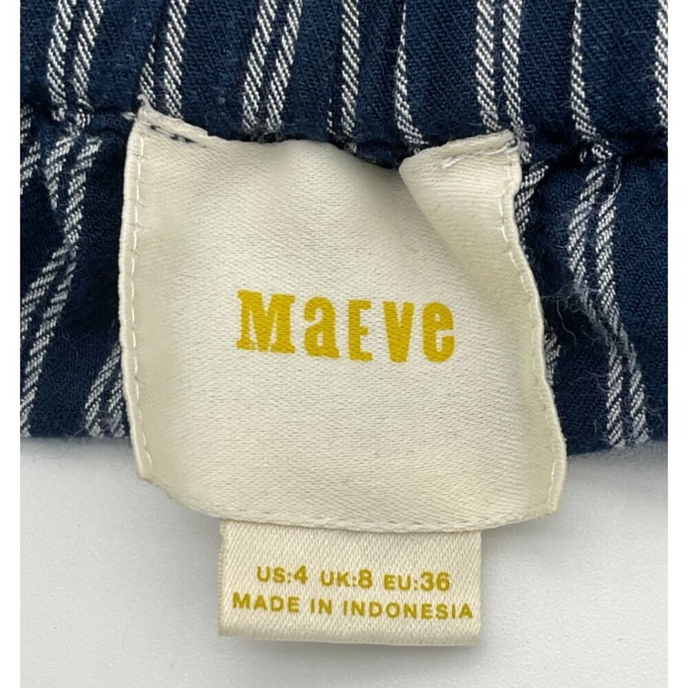 Anthropologie Maeve Clotille Navy & White Striped Off-the-Shoulder LS Top Sz 4 - Picture 7 of 10